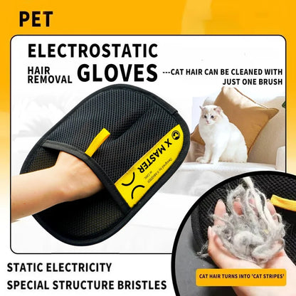 Dual-Action Electrostatic Pet Grooming Glove