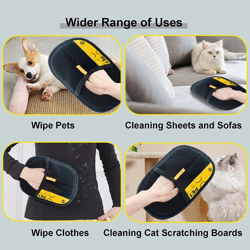 Dual-Action Electrostatic Pet Grooming Glove