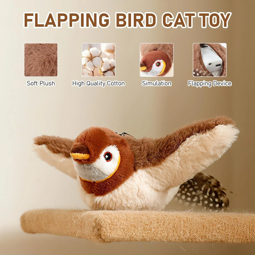 USB Rechargeable Interactive Catnip Electric Bird Toy Touch Activated Squeaky Plush Pet for Cat Dog Kitten Play Party Gift