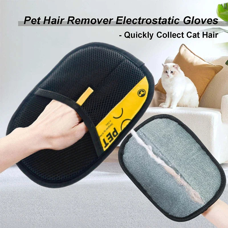 Dual-Action Electrostatic Pet Grooming Glove